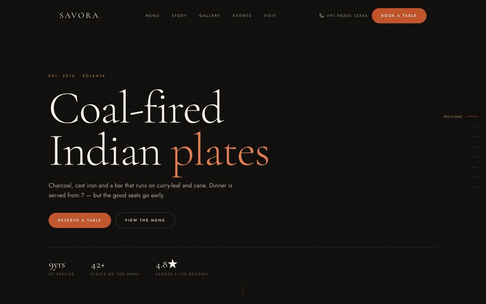 Restaurant Website — Template · Sit-down Dining